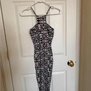 Express Black and White Strapless Dress